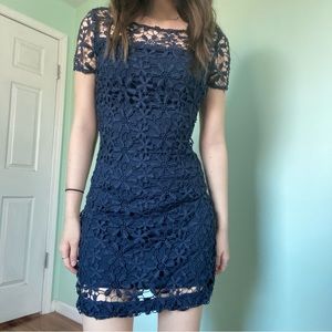 navy lace dress